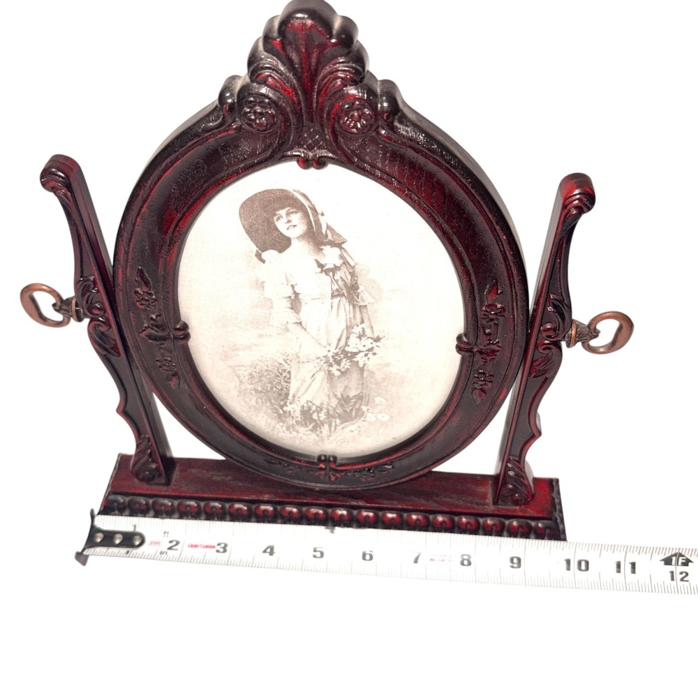 Vintage Ornate Oval Swivel Faux Wood Tilt Picture Frame 5" x 7" BRITISH~MCM - Picture 13 of 15
